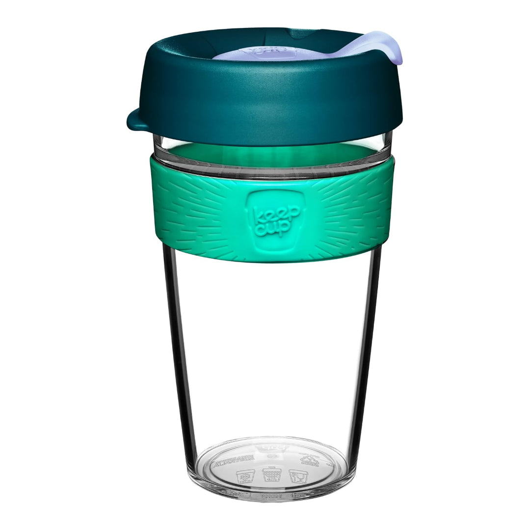 KeepCup Clear Reuseable Coffee Cup 16oz - Eventide / Green | CCEVEN16