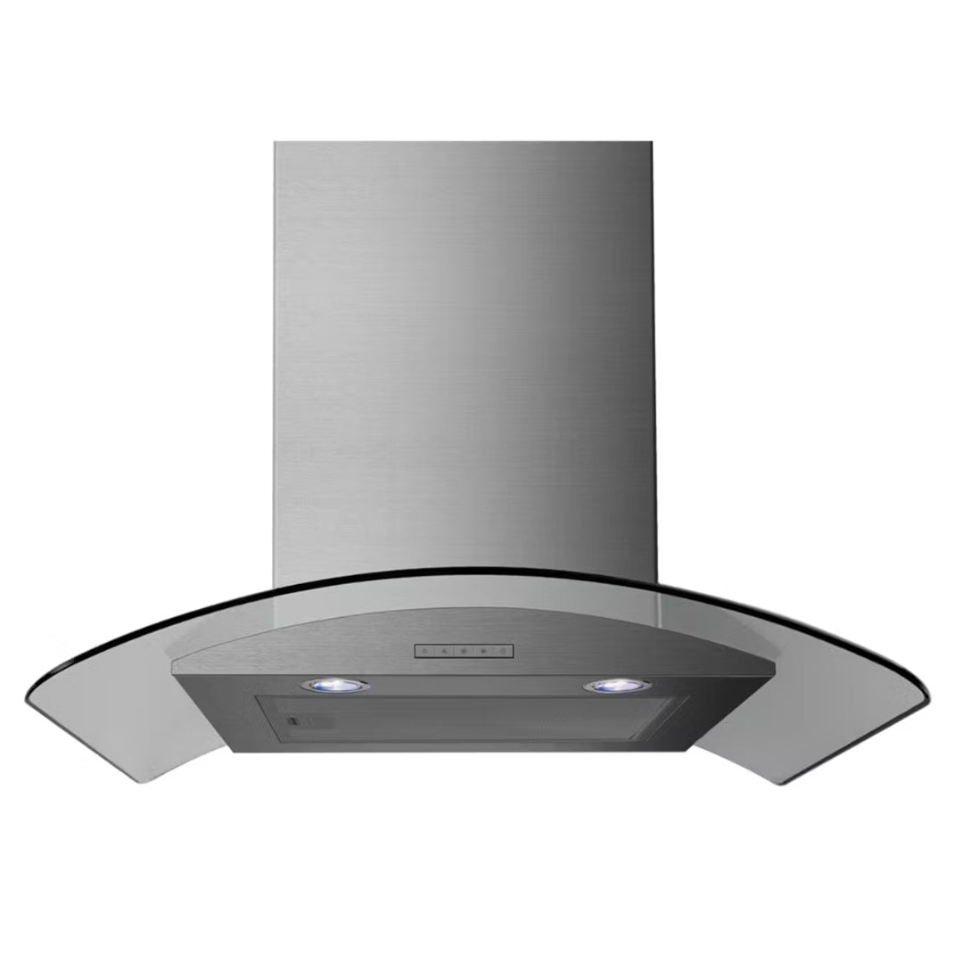 Belling 60cm Curved Glass Chimney Hood Extractor Fan - Stainless Steel | CHIM604GSTA