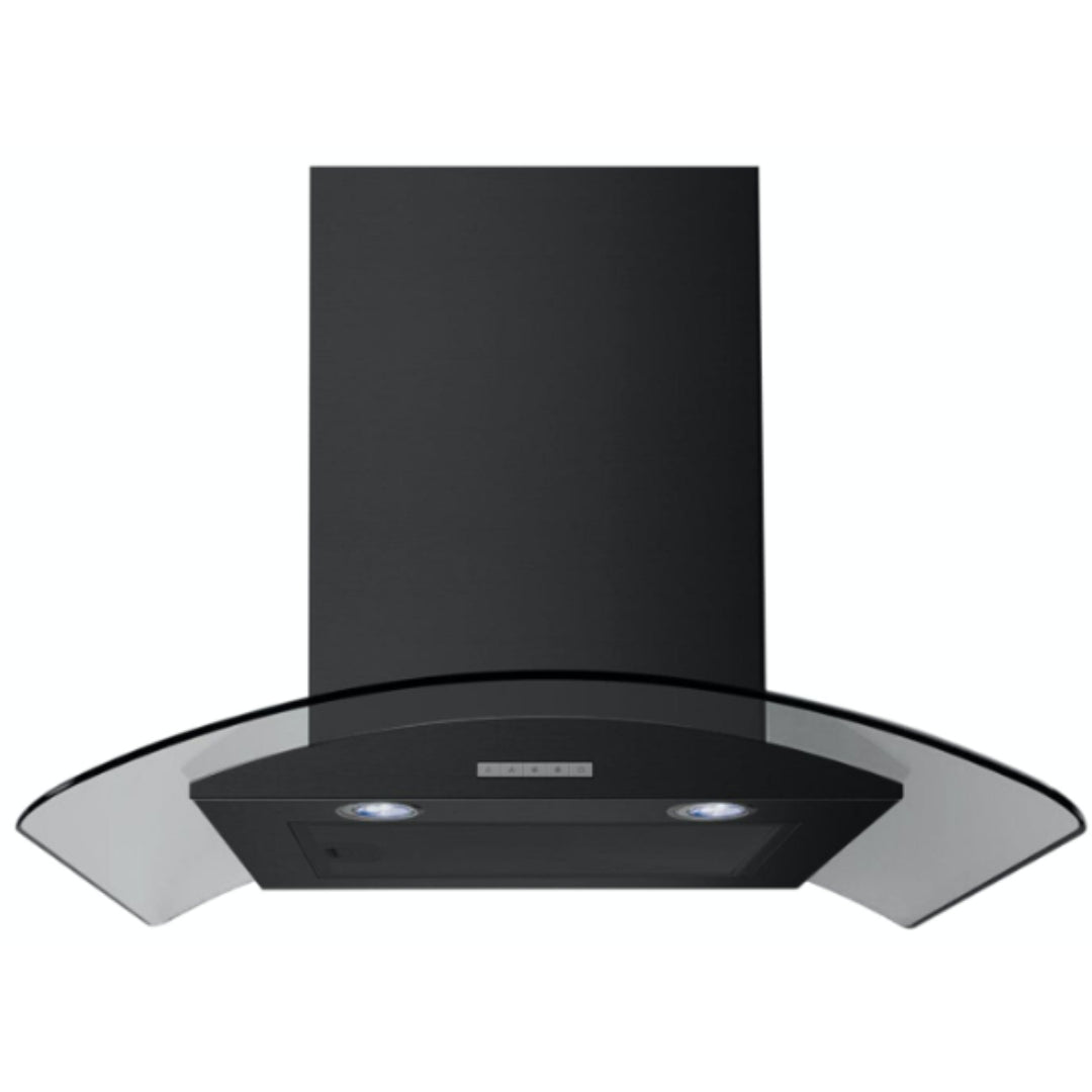 Belling 60cm Curved Glass Chimney Hood Extractor Fan - Black | CHIM604GBLK