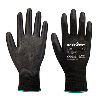 Portwest A120 PU Polyurethane Palm Glove - Black