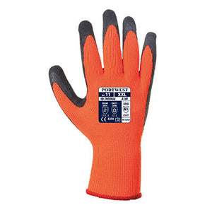 Portwest A140 Thermal Grip Latex Gloves - Orange/Black