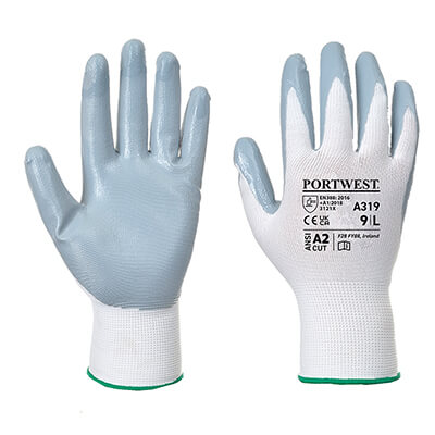 Portwest A319 - Flexo Grip Nitrile Gloves - Grey/White