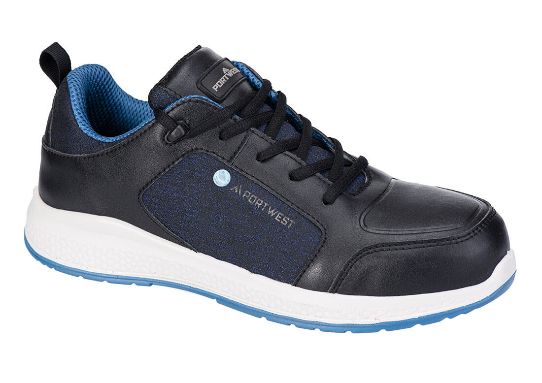 Portwest Eco Composite Trainer Safety Shoe S3S SR FO - Black / Blue