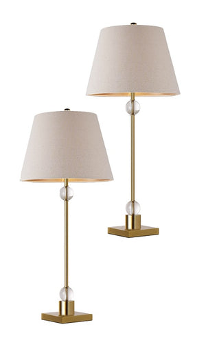 Macquillan Kobe Table Lamps Gold Metal Base with Cream Shade 70cm Set of 2 | MQL1508