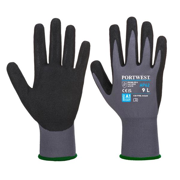 Portwest AP62 - Dermiflex Aqua Glove - Grey/Black - Medium | AP62G8RM