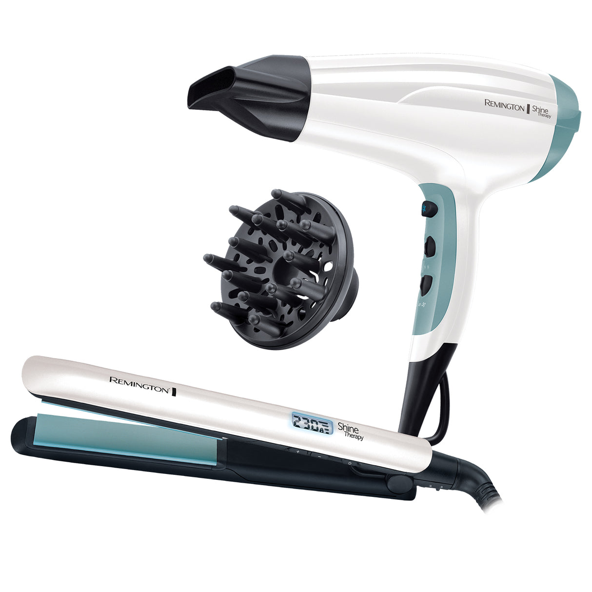 Remington Shine Therapy Hair Dryer + Striaghtener Gift Set | S8500GP