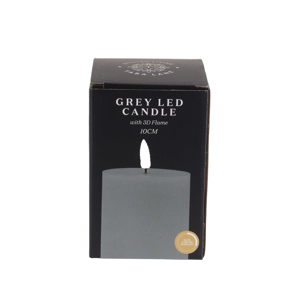 Tara Lane 3D Flame LED Battery Candle 10cm with Timer - Grey | TL5618