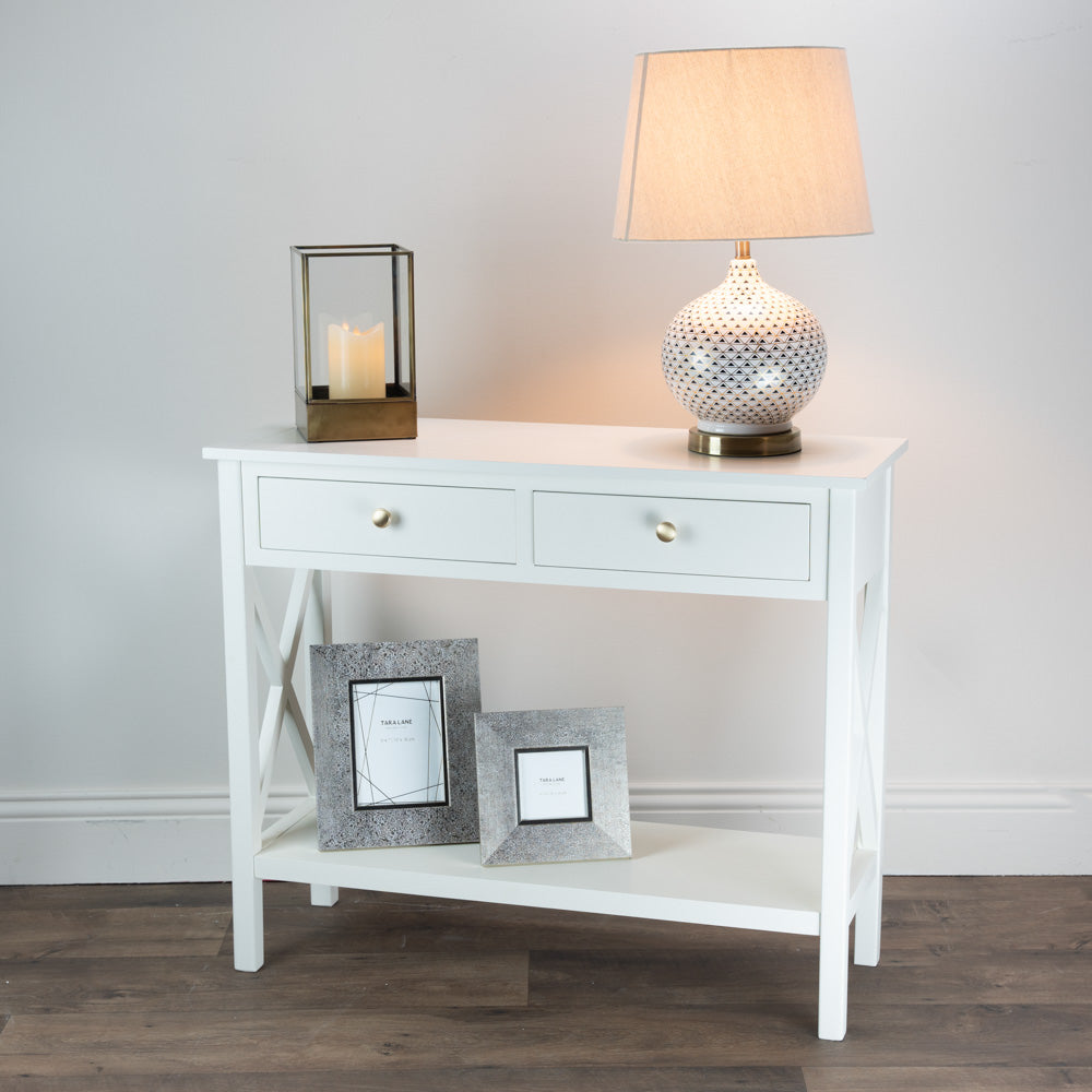 Tara Lane Rivera 2 Drawer Console Table - White | TL6049