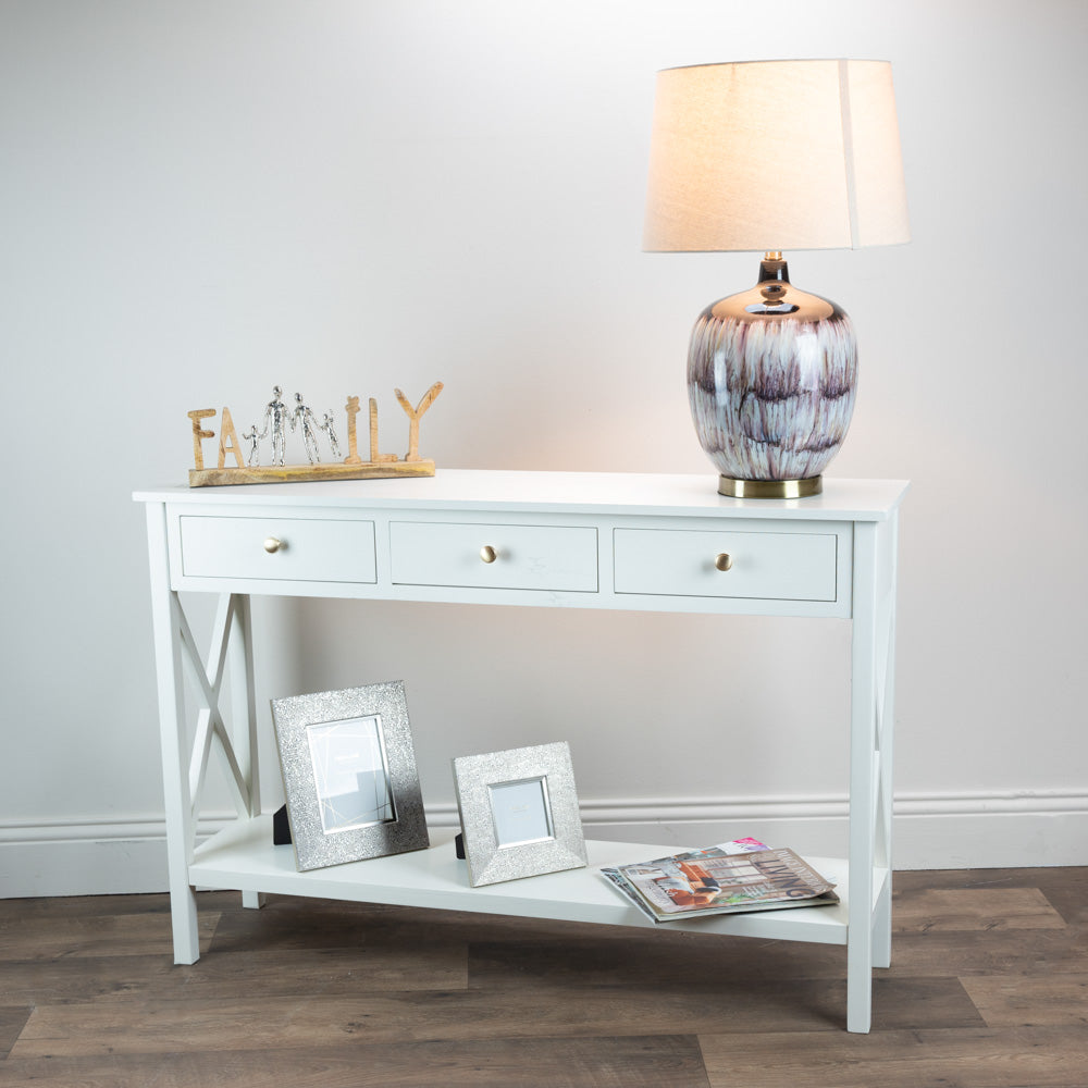 Tara Lane Rivera 3 Drawer Console Table - White | TL6050