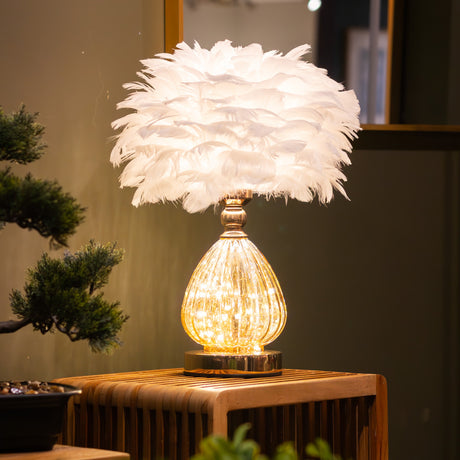 Tara Lane Raya LED Base Feather Lamp 40cm - White | TL6732