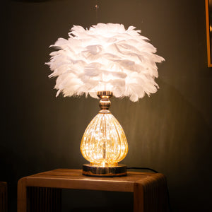 Tara Lane Raya LED Base Feather Lamp 40cm - White | TL6732