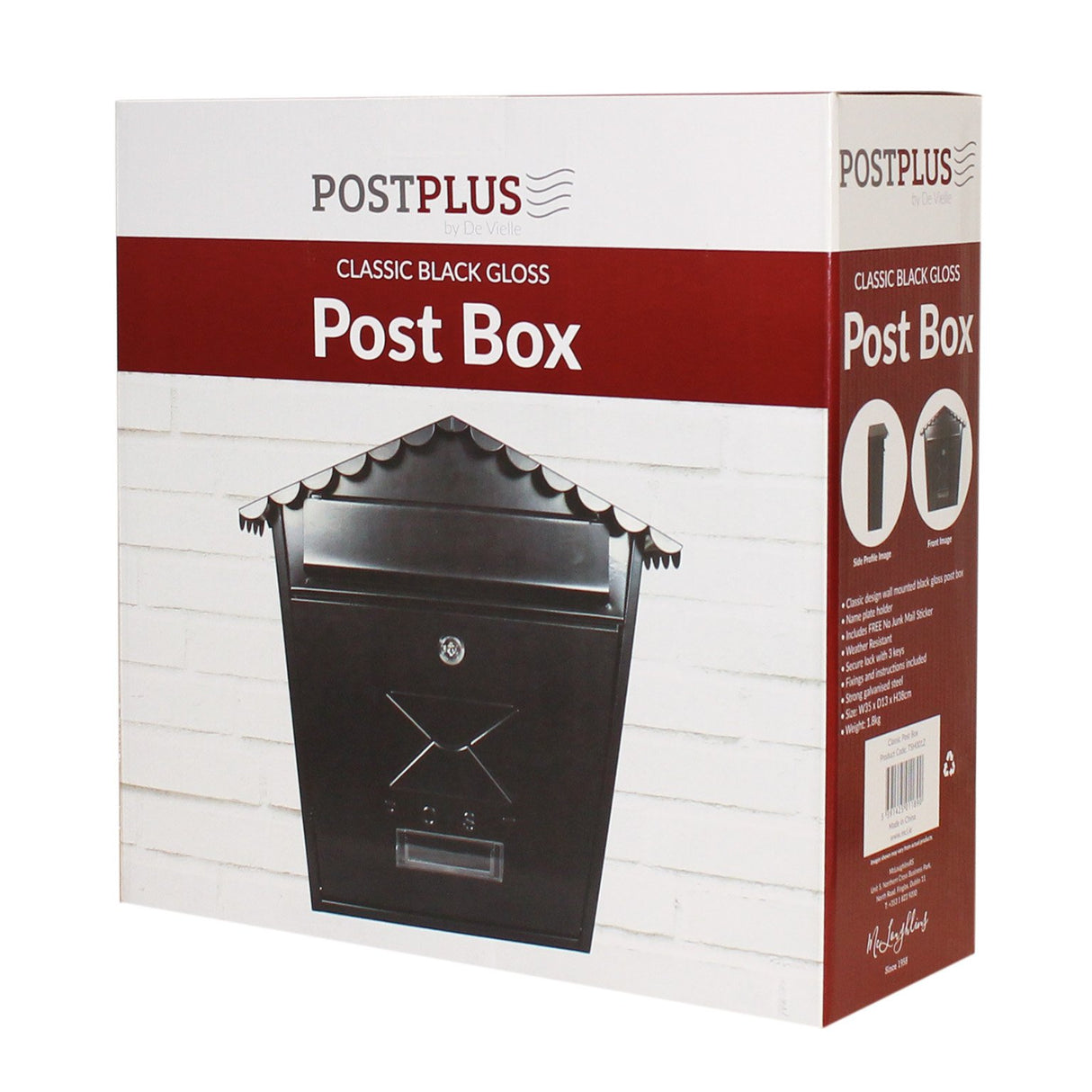 Postplus Classic Post Box Letterbox - Black | TSH001Z
