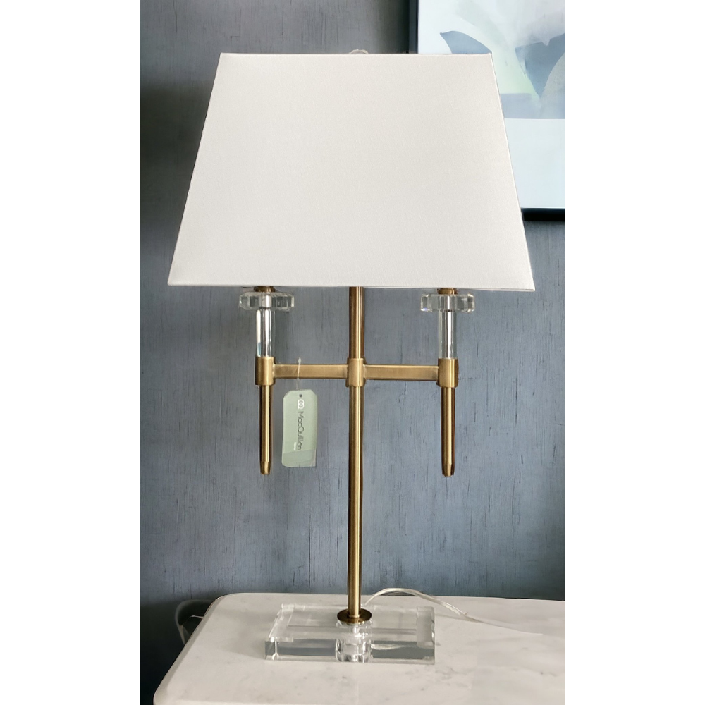 Macquillan Quito 2 Armed Table Lamp Solid Crystal - Antique Brass Finish | MQL1498