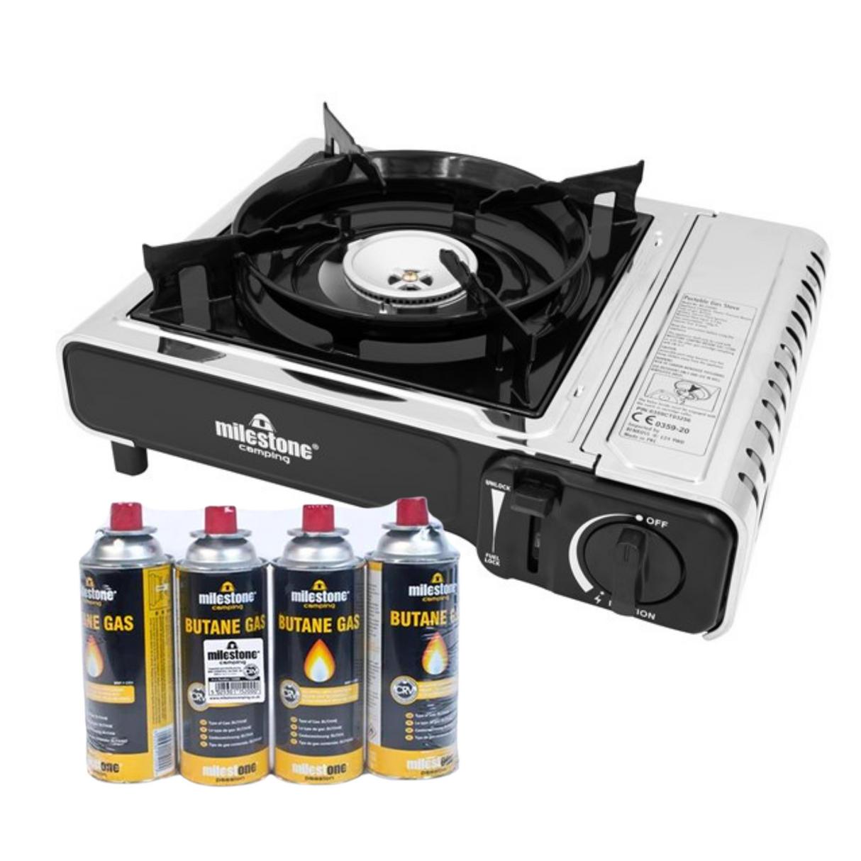 Milestone Portable Gas Camping Stove & Milestone Butane Gas