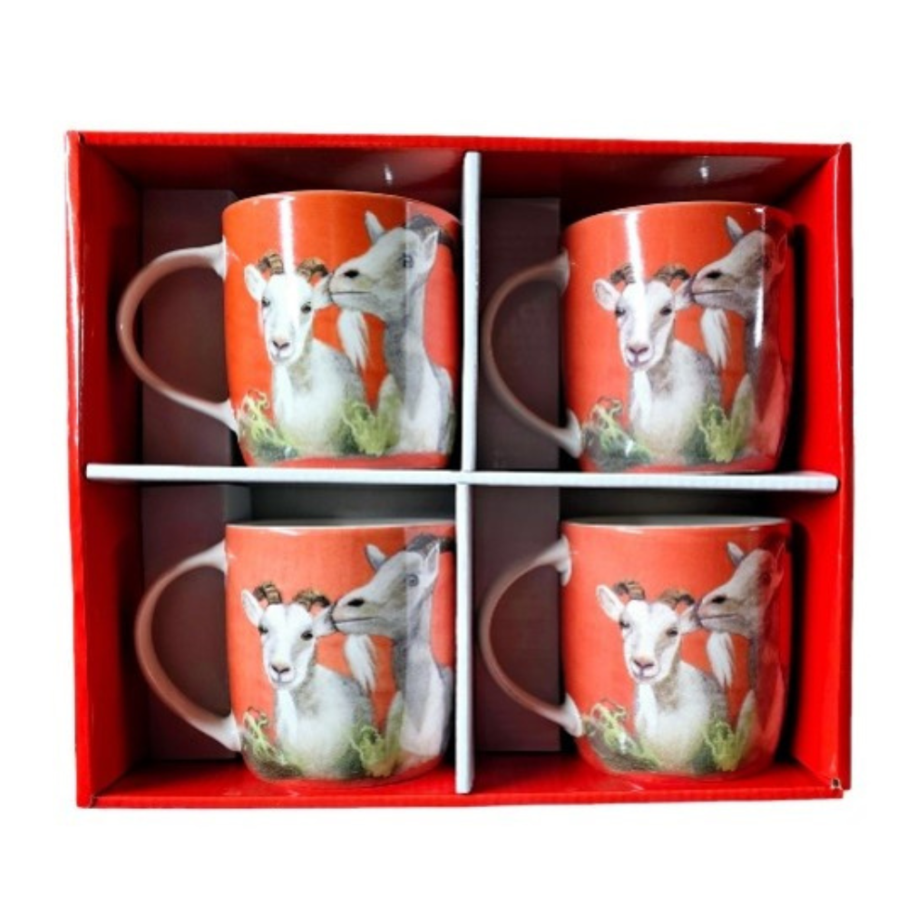 Shannonbridge Pottery Goat 4 Piece Mug Set