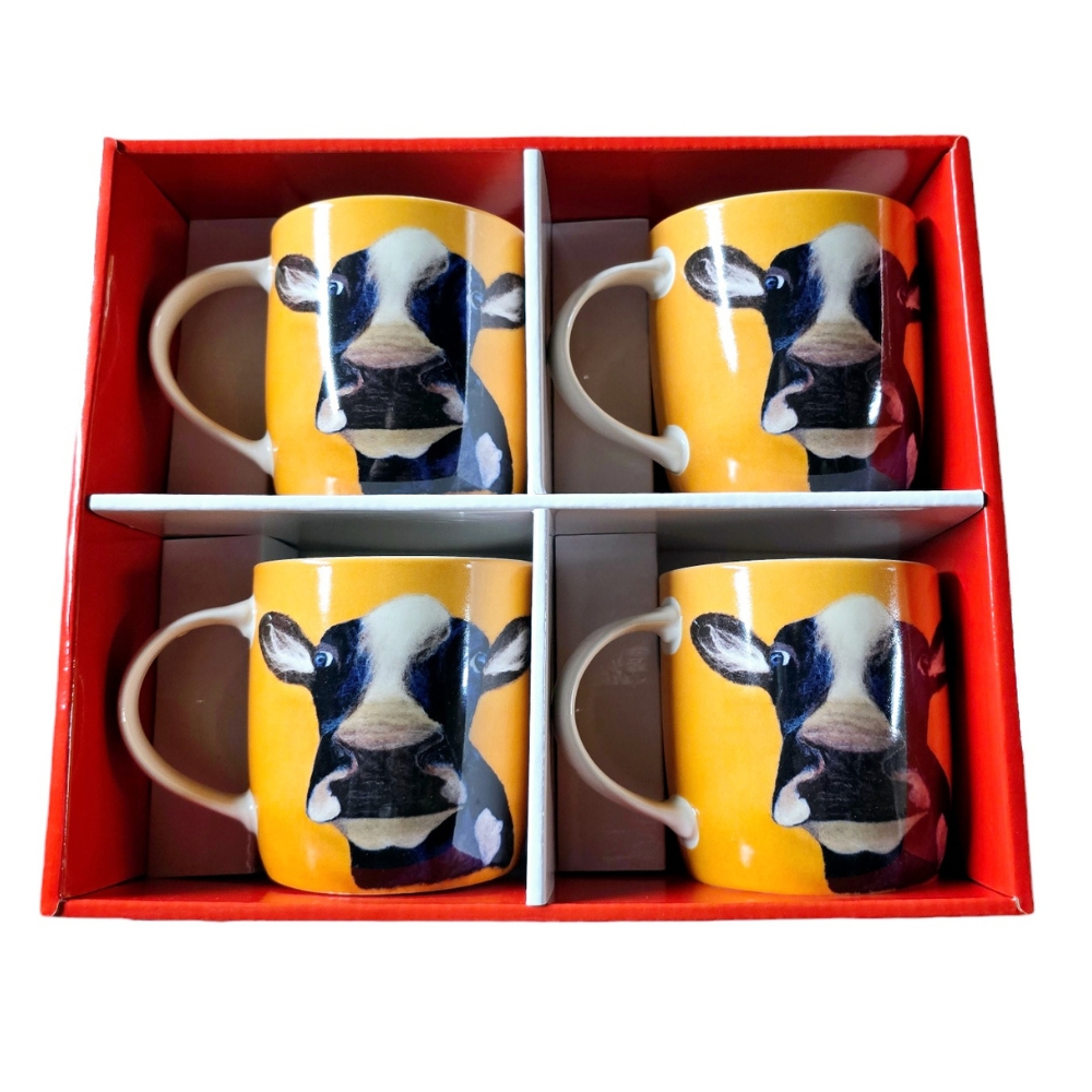 Shannonbridge Pottery Farmyard Moo 4 Piece Mug Set