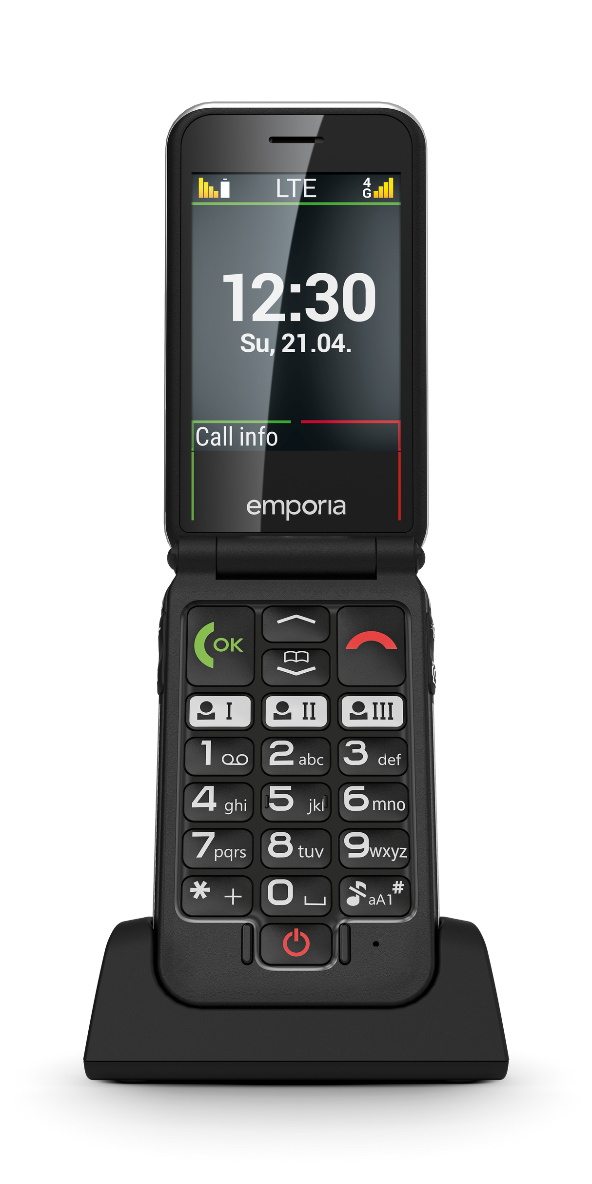 Emporia Joy LTE Sim Free Flip Mobile Phone - Black | V228i-LTE_001