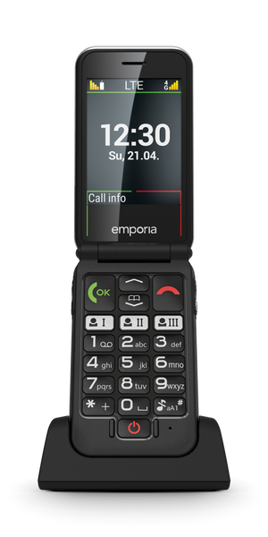 Emporia Joy LTE Sim Free Flip Mobile Phone - Black | V228i-LTE_001