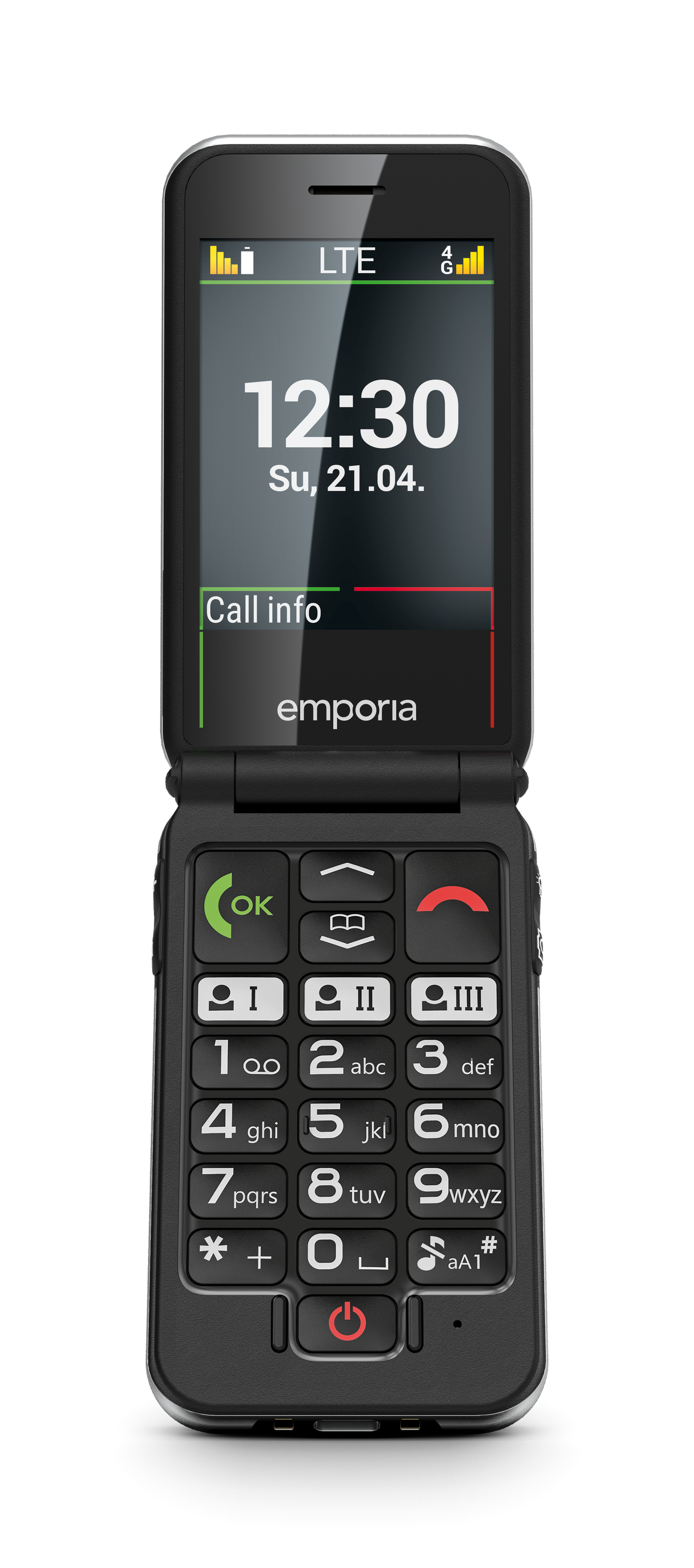 Emporia Joy LTE Sim Free Flip Mobile Phone - Black | V228i-LTE_001