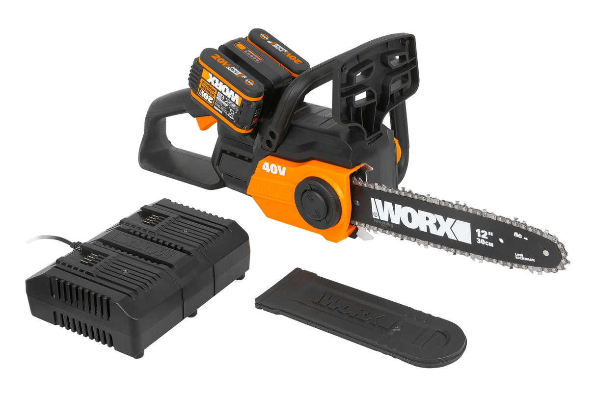 WORX Power Share Cordless Chain Saw - 30cm - 2 x 20V Batteries Included | WG381E