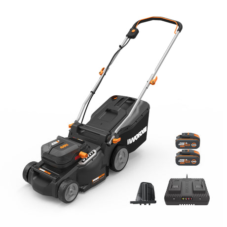 Worx 40V 37cm Cordless Brushless Lawn Mower with 2 x 4.0Ah Batteries | WG737E