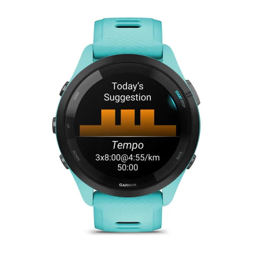 Garmin Forerunner 265 Running Smart Watch - Black Bezel & Aqua Case | 49-GAR-010-02810-12