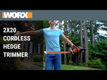 WORX Power Share Cordless Hedge Cutter Trimmer - 60cm - 2 x 20V Batteries Included | WG284E
