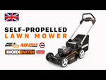 Worx 40V Brushless Self Propelled Battery Lawn Mower 46cm | WG749E