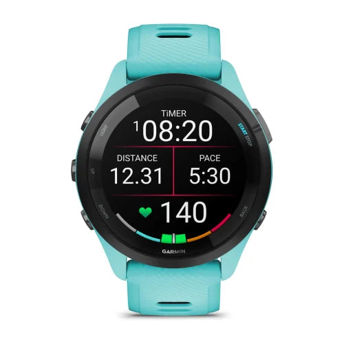 Garmin Forerunner 265 Running Smart Watch - Black Bezel & Aqua Case | 49-GAR-010-02810-12