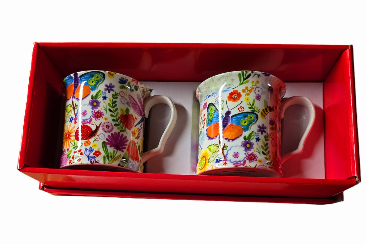 Shannonbridge Pottery Swan Garden 2 Piece Mug Set