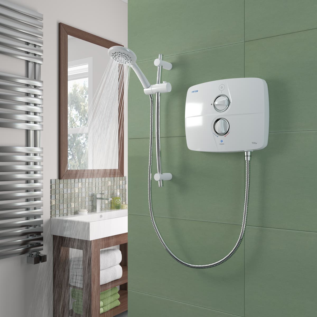 Triton Electric Shower T90SR Tank Fed 9KW - White